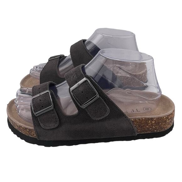 TF Star Brown Slide Buckle Leather Suede Sandals Size 8M NWT - Picture 5 of 7